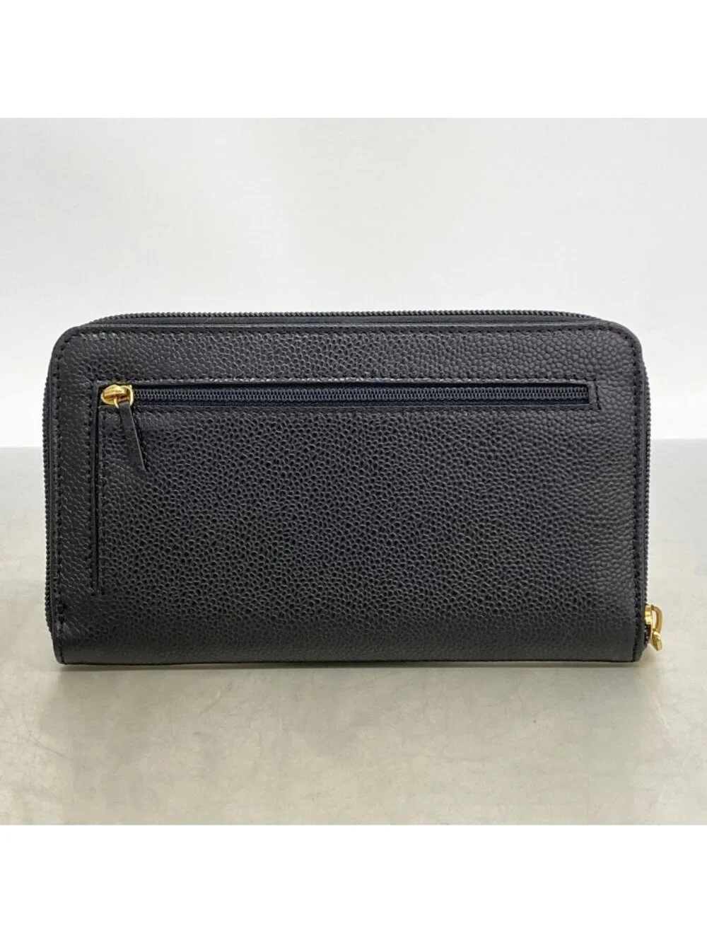 Chanel Wallet Caviar Leather Black Gold